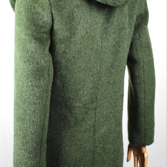 Sz 14, Ralph Lauren Loden Green Hooded Wool Jacket Coat Leather Strap - Picture 2 of 5